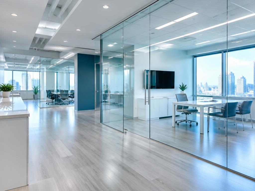 Renovated office with glass partitions
